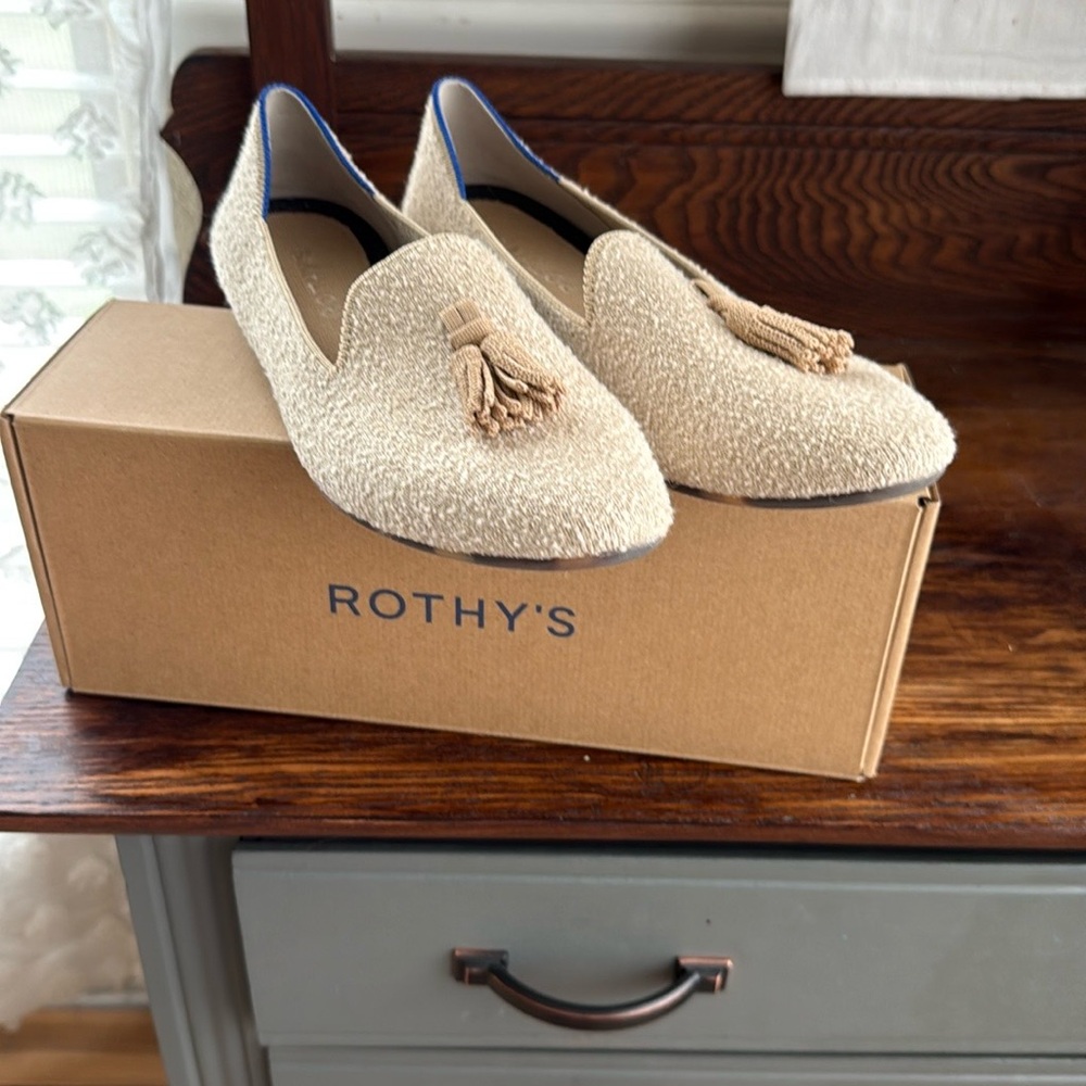 Rothy's Cream Loafers with Tassels